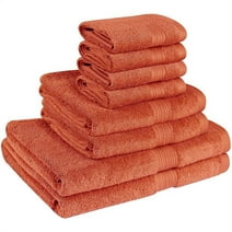 Beauty Threadz Ultra Soft 8 Piece Towel Set 500 GSM - 100% Pure Cotton, 2 Oversized Bath Towels 27x54, 2 Hand Towels 16x28, 4 Wash Cloths 13x13 - Ideal for Everyday use, Hotel & Spa- Coral Fire
