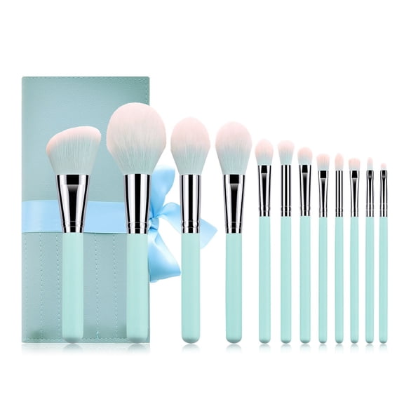 Beauty Tools Kit for Face— Makeup Brush Set for Blending and Application Soft Synthetic Brushes for Complexion Daily Use 12PCS, 7.1 inch, Sky Blue