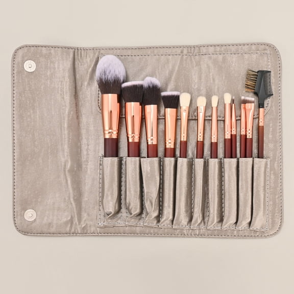 Beauty Tools Set for Face – Makeup Brush Kit for Application and Blending Across All Types, 7.1 in, Brown