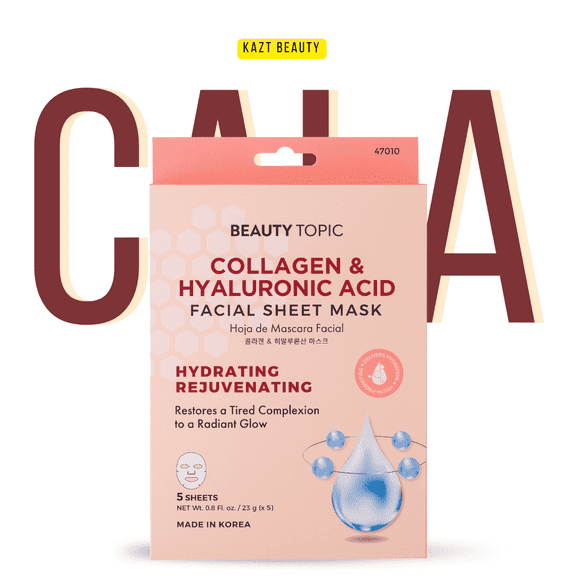 Beauty Topic Collagen & Hyaluronic Acid Facial Sheet Mask, 5 Sheets