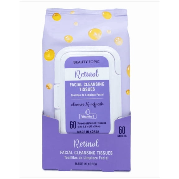 Beauty Topic Retinol Water Facial Cleansing Tissues 60 Sheets