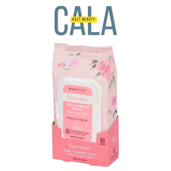 Beauty Topic Rosewater Facial Cleansing Tissues, Pre-Moistened, 60 Sheets