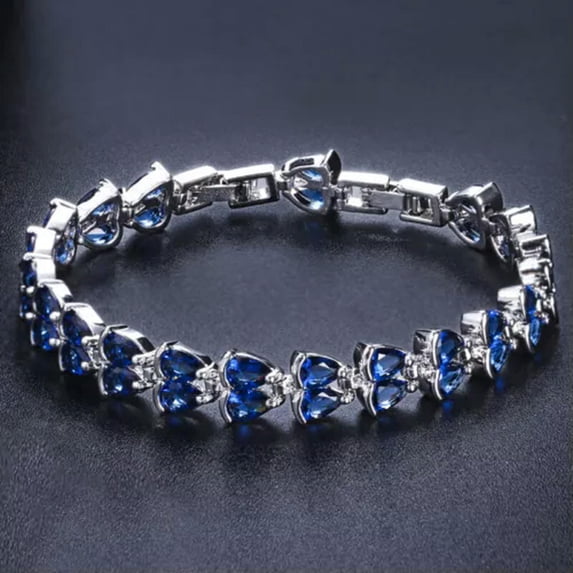Beauty Two line Drop Red Cubic Zircon Women Party Bracelet Silver Plated Jewelry