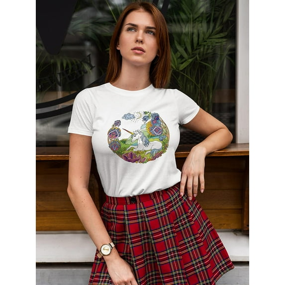 Beauty Unicorn With Flowers Shaped Tee Women's -Image by Shutterstock