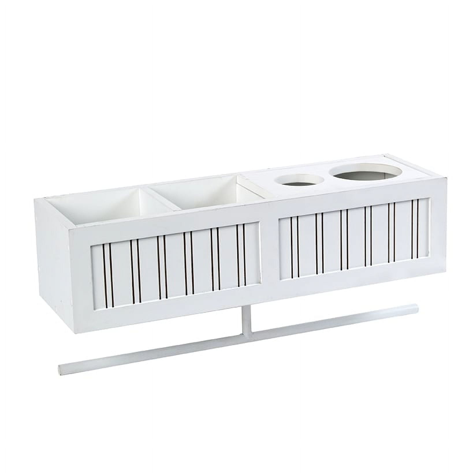 White MDF Floating Wall Shelf with Towel Bar