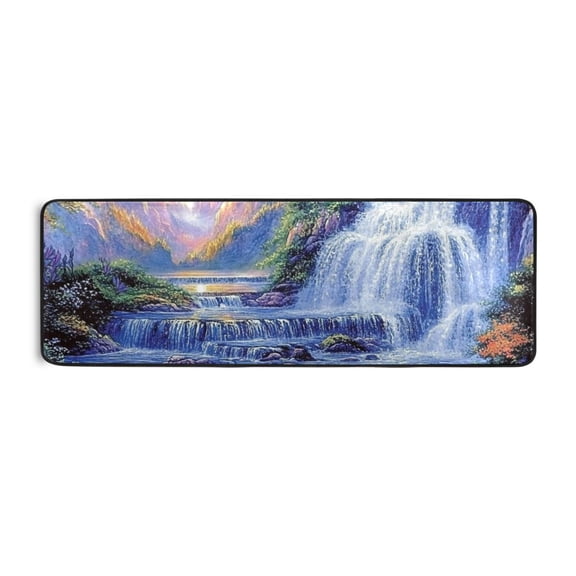 Beauty Waterfall Scene Runner Rug for Hallways Kitchen Non Slip 2'x 6' Washable Hall Carpet for Bedroom Entryway Laundry Room