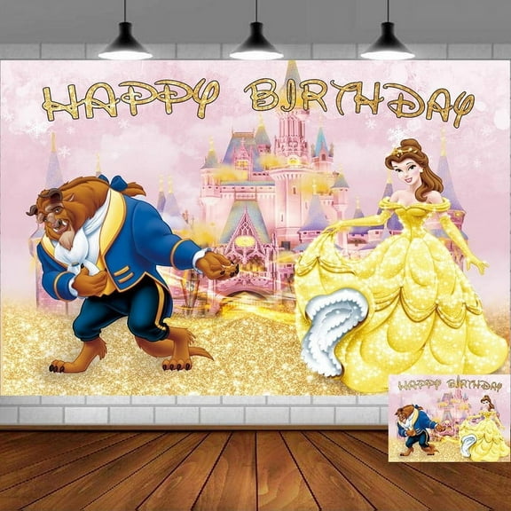 Beauty and Beast Backdrop Banner Party Supplies Poster Movie Theme Background for Photography Birthday Decorations
