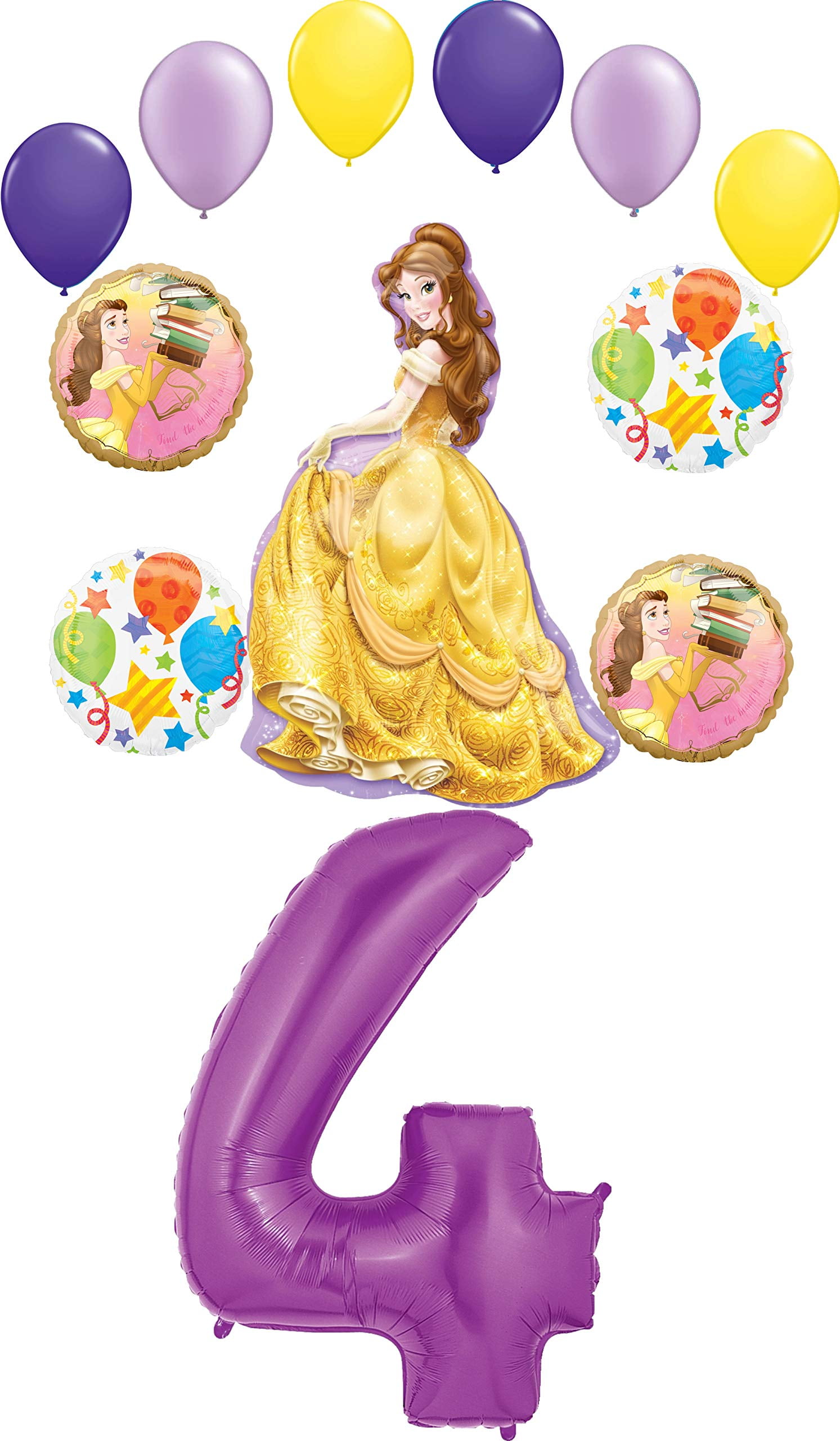 Beauty and The Beast Party Supplies Princess Belle 4th Birthday Balloon Bouquet Decorations