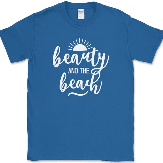 Beauty and the Beach T-Shirt Funny Family Vacation Ocean Humor Gift Tee - Royal Blue, 4XL