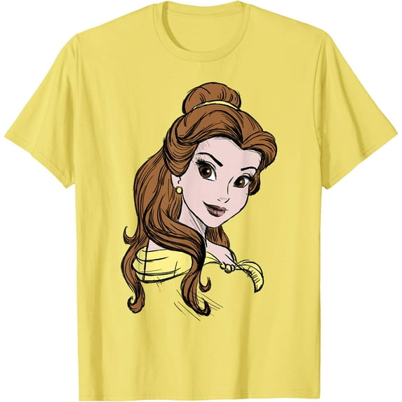 Beauty and the Beast Belle Ballgown Portrait DTG Print Unisex T-Shirt,Cornsilk Color,Size 2XL