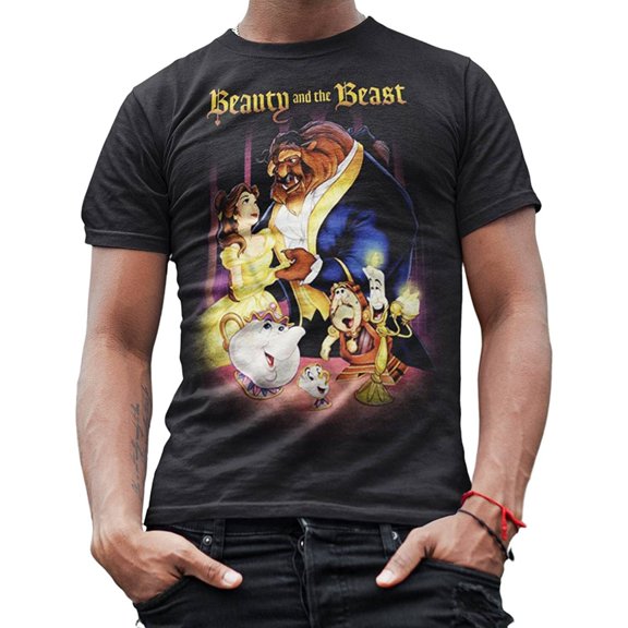 Beauty and the Beast Belle Disney Adult Mens Tee Graphic T-shirt Apparel Black
