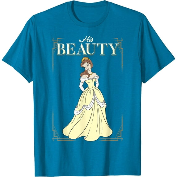 Beauty and the Beast Belle His Beauty Vintage Frame DTG Print Unisex T-Shirt,Sapphire Color,Size 5XL