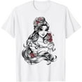 thumbnail image 1 of Beauty and the Beast Belle Princess Rose Portrait DTG Print Unisex T-Shirt, 1 of 5