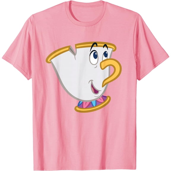 Beauty and the Beast Chip Big Face DTG Print Unisex T-Shirt,Light Pink Color,Size YXS