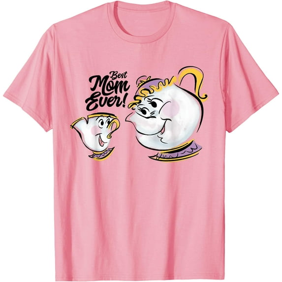 Beauty and the Beast Chip Mrs. Potts Best Mom Ever DTG Print Unisex T-Shirt,Light Pink Color,Size M