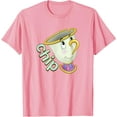 thumbnail image 1 of Beauty and the Beast Chip Side Big Face DTG Print Unisex T-Shirt,Light Pink Color,Size YXL, 1 of 5