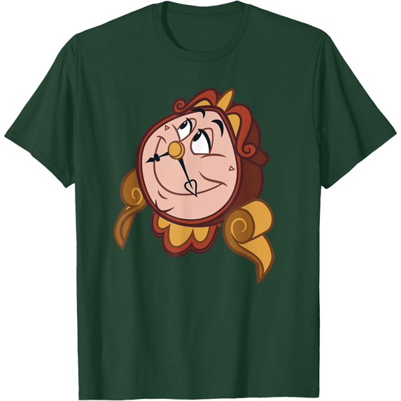 Beauty and the Beast Cogsworth Big Face DTG Print Unisex T-Shirt,Forest Green Color,Size 3XL