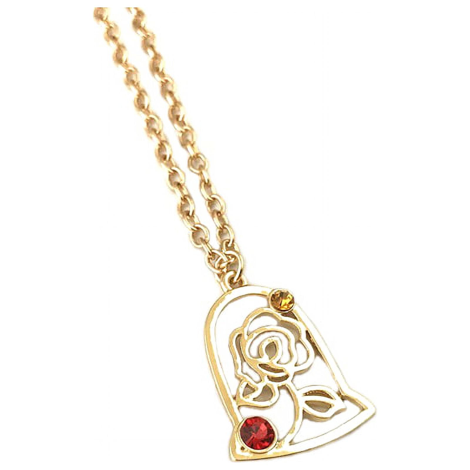 Beauty and the Beast Gold Tone Rose Necklace w/Gift Box by Superheroes ...