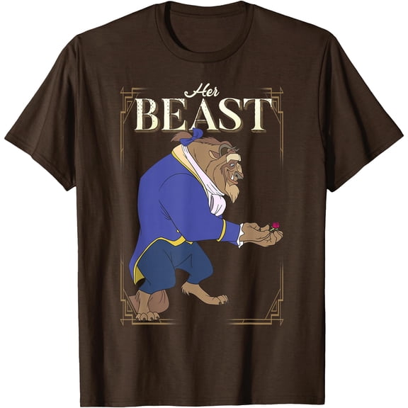 Beauty and the Beast Her Beast Framed Portrait DTG Print Unisex T-Shirt