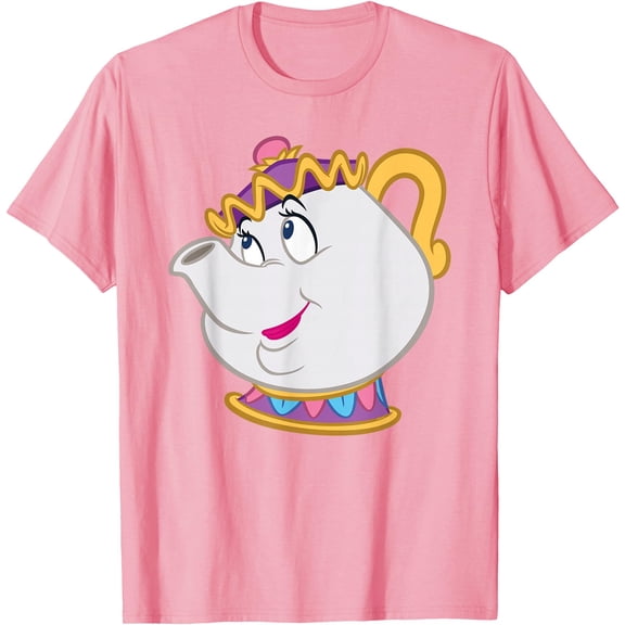 Beauty and the Beast Mrs. Potts Big Face DTG Print Unisex T-Shirt,Light Pink Color,Size XL