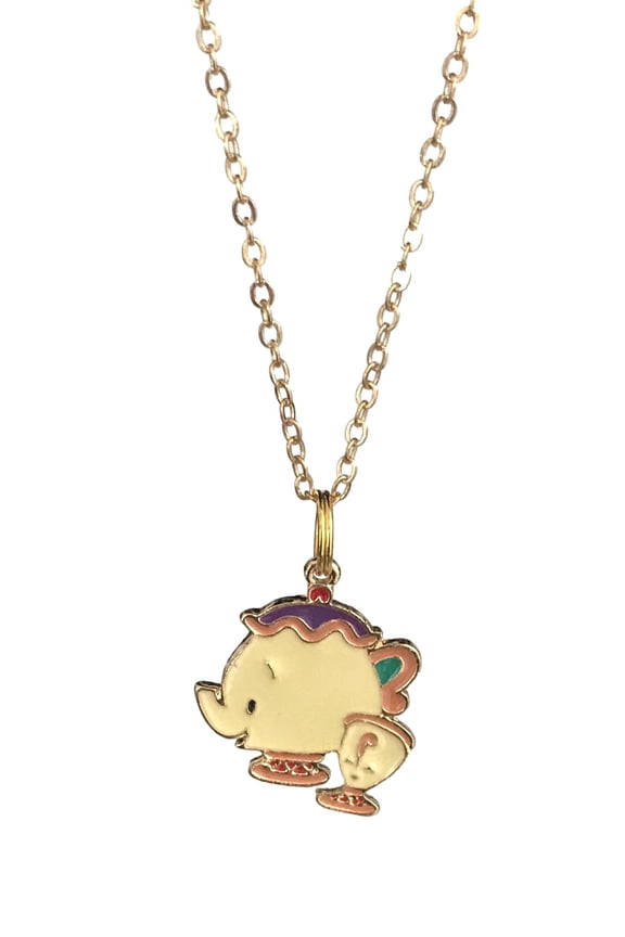 Mrs Potts and Chip Cartoon Charm Pendant Necklace