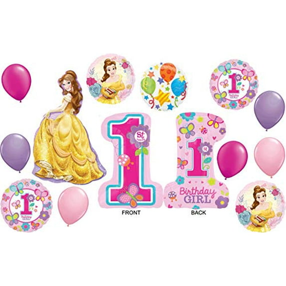 Beauty and the Beast Party Supplies Princess Belle 1st Birthday Girl Balloon Bouquet Decoration