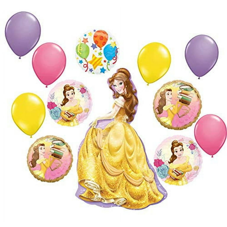 Beauty and the Beast Party Supplies Princess Belle Balloon Bouquet  Decorations 12 piece kit 