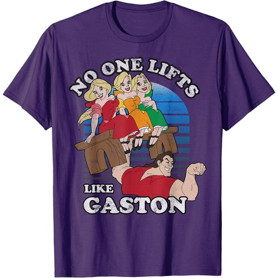 Beauty and the Beast Retro No One Lifts Like Gaston DTG Print Unisex T-Shirt,Purple Color,Size 5XL