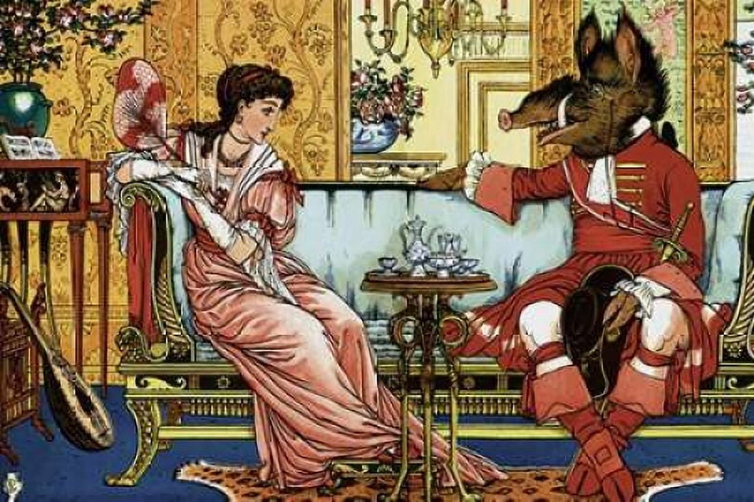 Beauty and the Beast - The Courtship Canvas Art - Walter Crane (24 x 36)