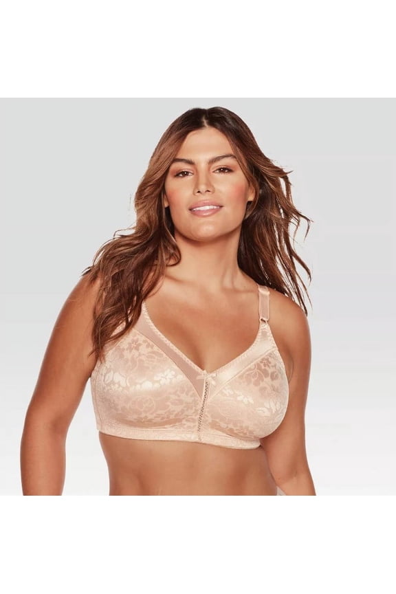 Beauty by Bali Women's Double Support Jacquard Wirefree Bra B372 - Taupe Tan 36C