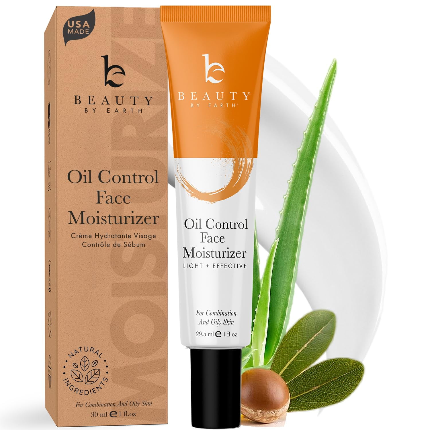 Beauty by Earth Facial Oil Control Moisturizer - Made with Organic and Natural Vegan Ingredients for Sensitive, Oily or Combo Skin