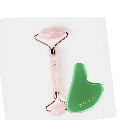 Beauty by Earth Facial Tool Duo Gift Set - Rose Quartz Roller and Jade Gua Sha