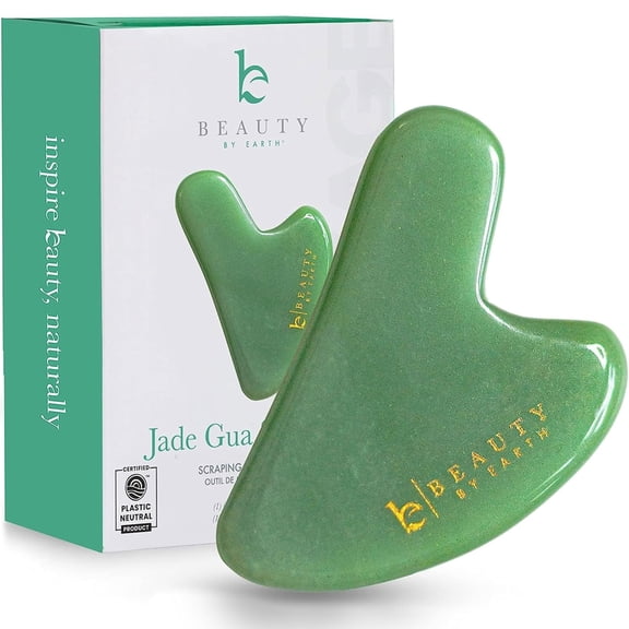 Beauty by Earth Gua Sha Tool - Jade Stone Scraping Massage Tool, Facial Massage for Lymphatic Drainage for Face, Eyes, Neck and Body