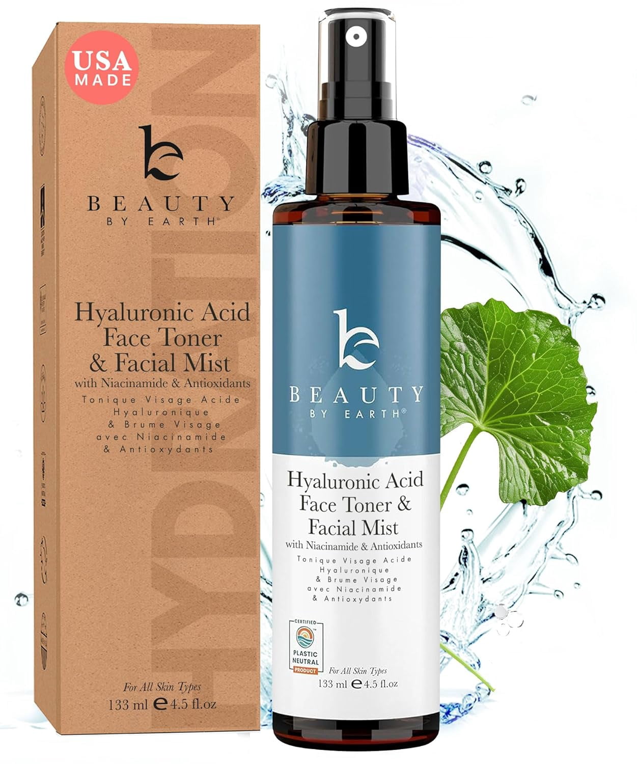 Beauty by Earth - Hyaluronic Acid Face Toner for Women & Men - Face Spray Mist Hydrating Toner for Face