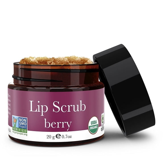 Beauty by Earth Organic Sugar Lip Scrub Berry Flavored - Lip Exfoliator & Moisturizer for Chapped Lips Treatment, Repair for Lush Soft Lips