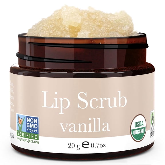 Beauty by Earth Organic Sugar Lip Scrub Vanilla Flavored - Lip Exfoliator & Moisturizer for Chapped Lips Treatment, Repair for Lush Soft Lips