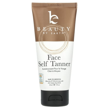 Beauty by Earth Self Tanner for Face with Organic & Natural Ingredients, Sunless Fake Tanning Lotion Fair to Medium