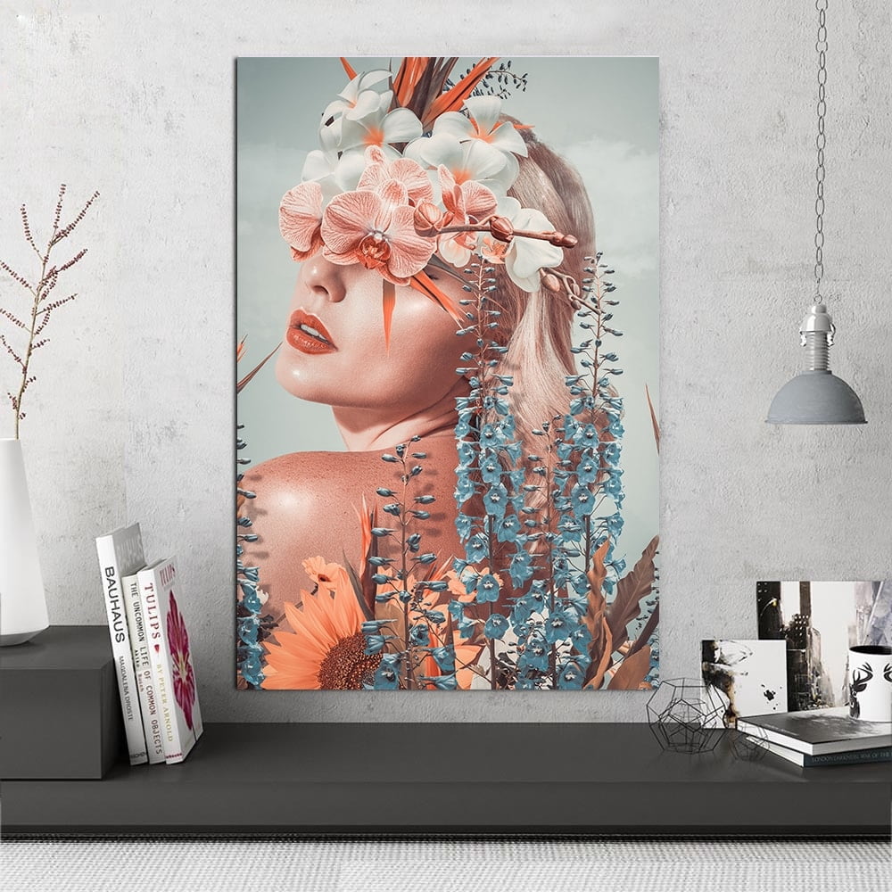 Beauty from Within Flowerhead -14"x14" Canvas Artwork - Multi-Color 16 x 20