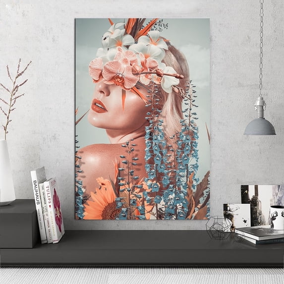 Beauty from Within Flowerhead -14"x14" Canvas Artwork - Multi-Color 16 x 20