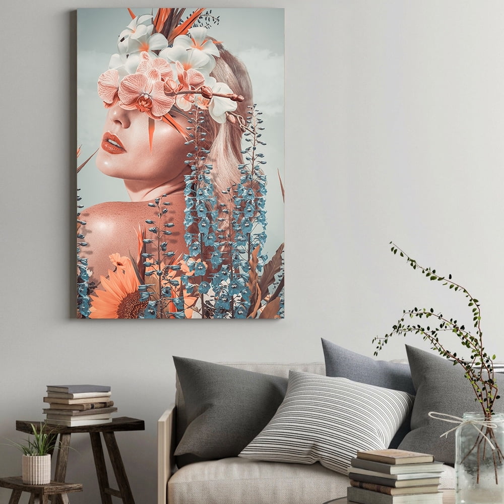 Beauty from Within Flowerhead -14"x14" Canvas Artwork - Multi-Color 20 x 30