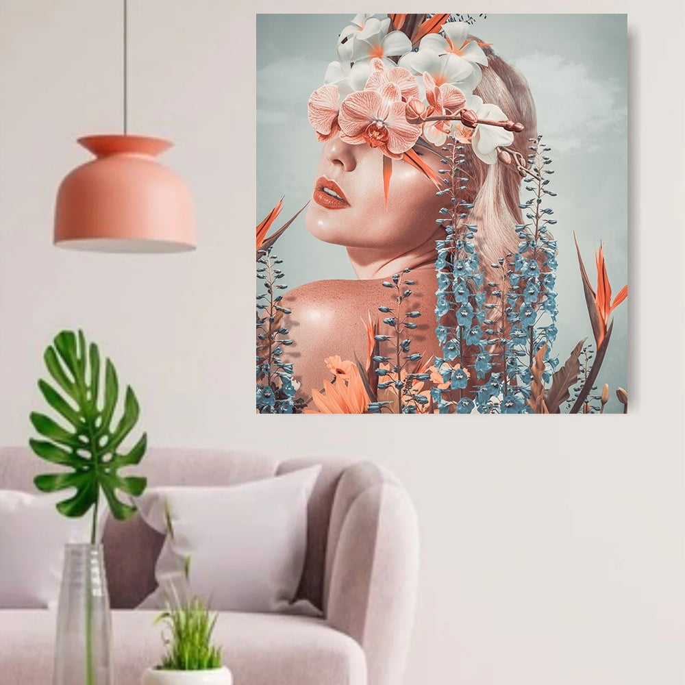 Beauty from Within Flowerhead -14"x14" Canvas Artwork - Multi-Color 30 x 30