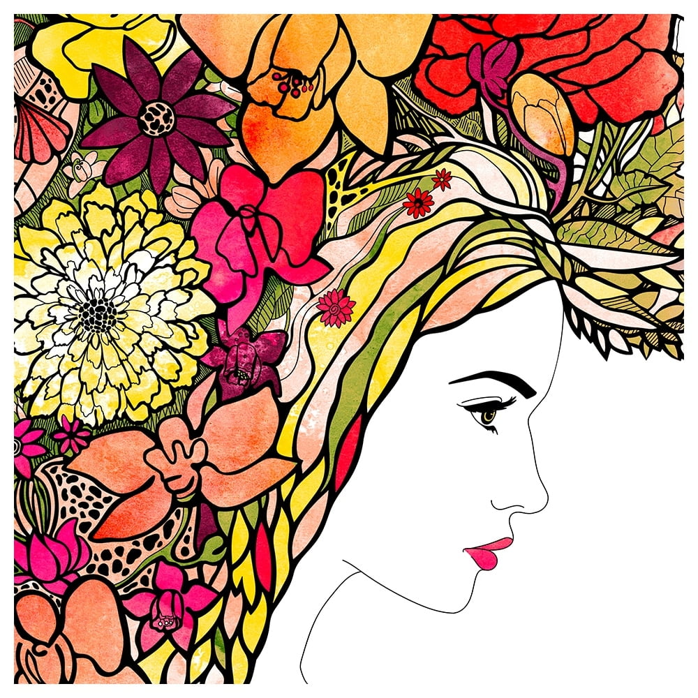 Beauty from Within Flowerhead -14"x14" Canvas Artwork - Multi-Color 30 x 30