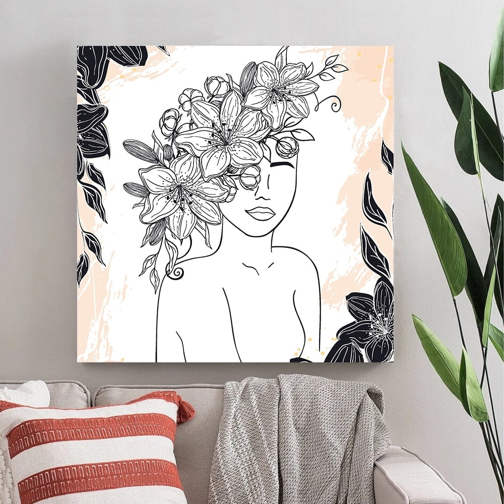 Beauty from Within Flowerhead -14"x14" Canvas Artwork - Multi-Color 30 x 30