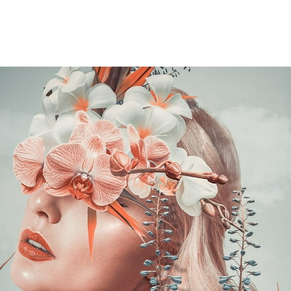 Beauty from Within Flowerhead -14"x14" Canvas Artwork - Multi-Color 14 x 14