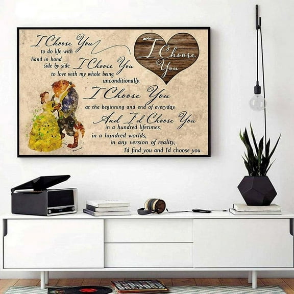 Beauty the Beast I choose you to do life with hand in hand 11 x 17 Inch Poster