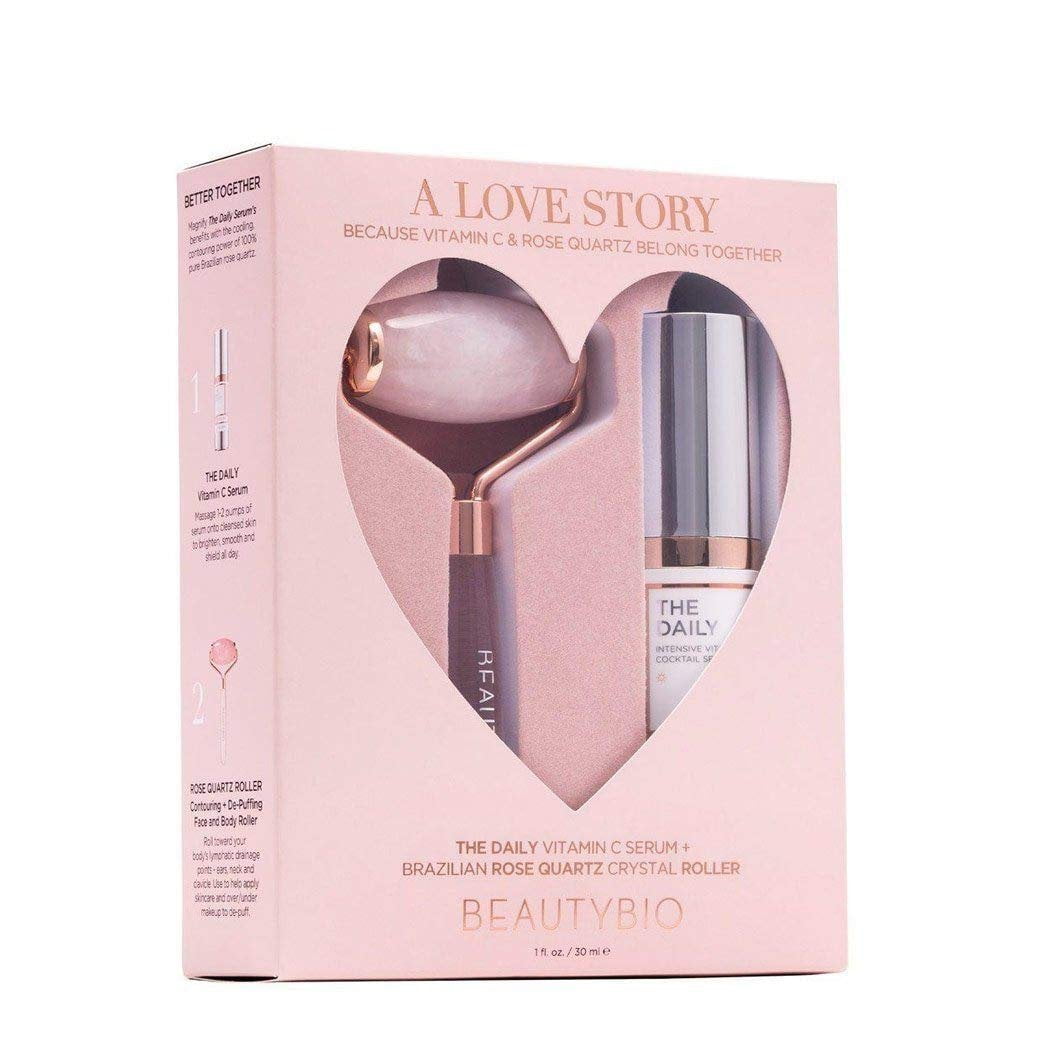 BeautyBio Love Story Set Daily Vitamin C Serum + Brazilian Rose Quartz Roller