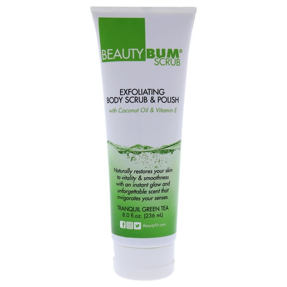 BeautyFit BeautyBum Scrub Exfoliating Body Scrub and Polish - Tranquil Green Tea 8 oz Scrub