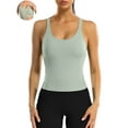 thumbnail image 1 of ANFERRY Ribbed Athletic Tank Tops for Women with Built in Bra Racerback Seamless Scoop Neck Workout Camis Top, 1 of 7