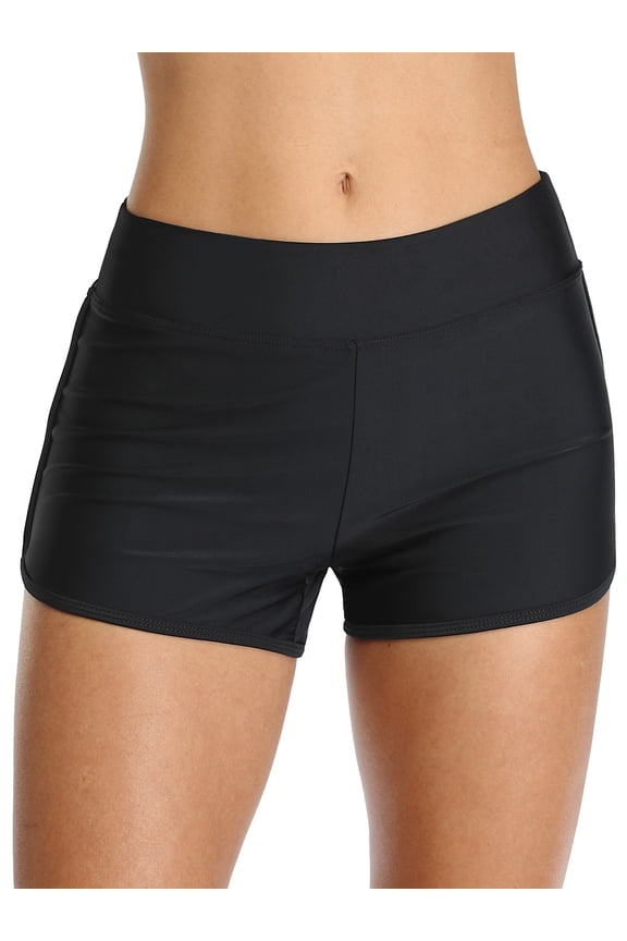 Swim Bottom for Women Tankini Shorts Tummy Control Black Swimwear Trunks