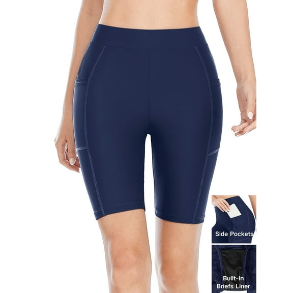 BeautyIn Swim Shorts for Women with Pockets High Waisted Long Board Shorts